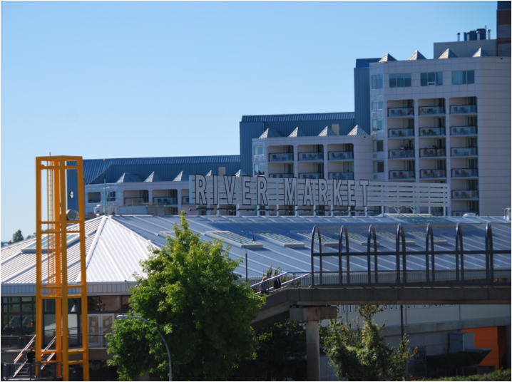 Picture of building's sign called "River Market".